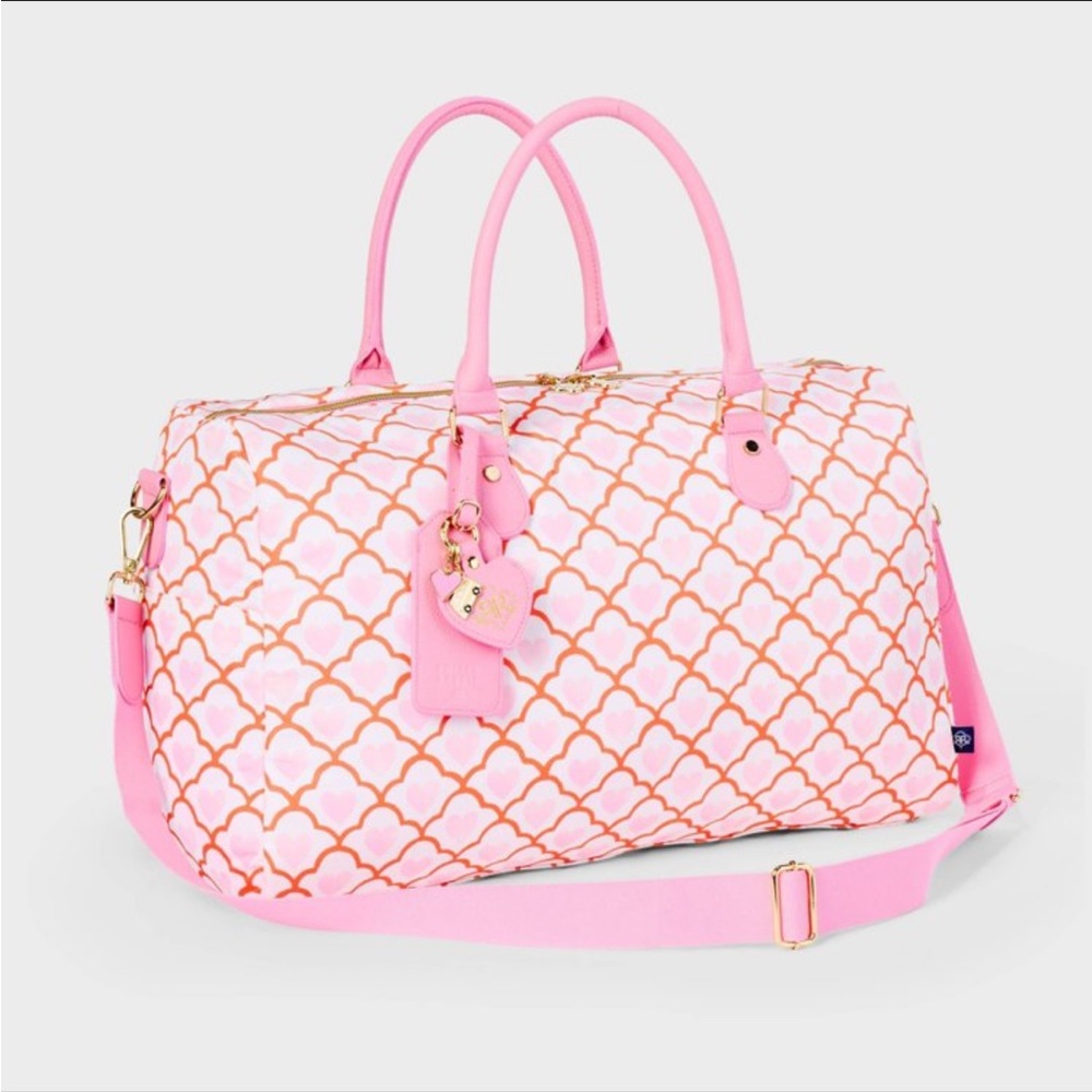 Roller Rabbit Geo Hearts Softside Pink Duffle Bag